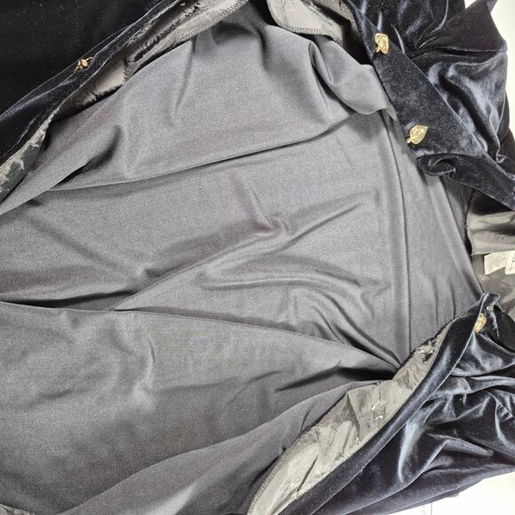 JBS Black Velvet Vintage Metal Spade Hook Loop Buttons Jacket Blazer Tunic 4 XL - Picture 2 of 3